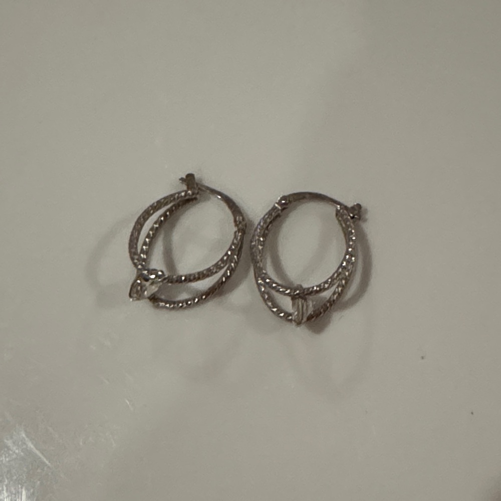 QVC Twisted Silver Hoop Earrings